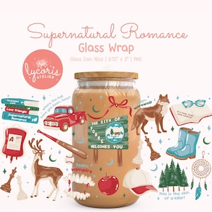 Supernatural Romance Glass Wrap PNG, Vampire Werewolf Romance Tumbler Wrap, Paranormal Romance Reader, Forks BookTok Aesthetic