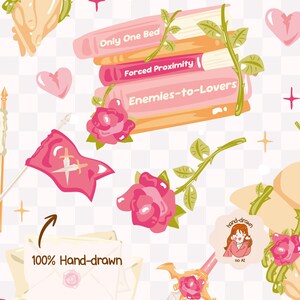 Enemies to Lovers Romantasy Bookish Seamless Pattern, Fantasy Romance Books Aesthetic, Booktok Romantasy Design, Cozy Reader Background