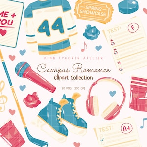 Campus Romance Clipart, College Romance Bookish Bundle, Sports Romance Elements, Hockey Romance Aesthetic, Booktok Romance Graphics PNG
