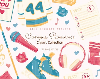 Campus Romance Clipart, College Romance Bookish Bundle, Sports Romance Elements, Hockey Romance Aesthetic, Booktok Romance Graphics PNG