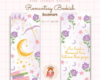 Romantasy Bookish Bookmark, Fantasy Romance Reader Gift, Booktok Romantasy Aesthetic, Cozy Book Lover Printable, Purple Fantasy Bookmark