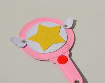 Etui na karty, magiczna różdżka Sakura Captor, etui na dane uwierzytelniające, breloczek do kluczy