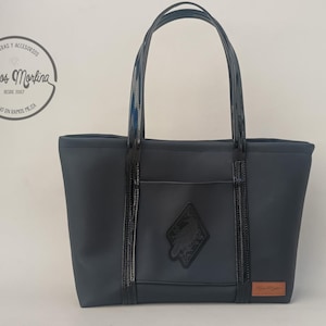sac fourre-tout gothique minimaliste en faux cuir corbeau