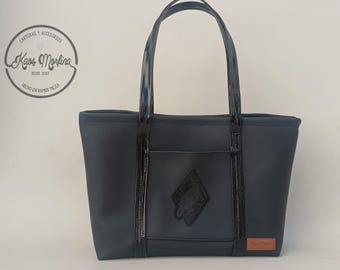minimalist gothic faux leather totebag raven satchelbag