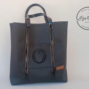 sac fourre-tout gothique minimaliste en faux cuir sac à main chat de nuit