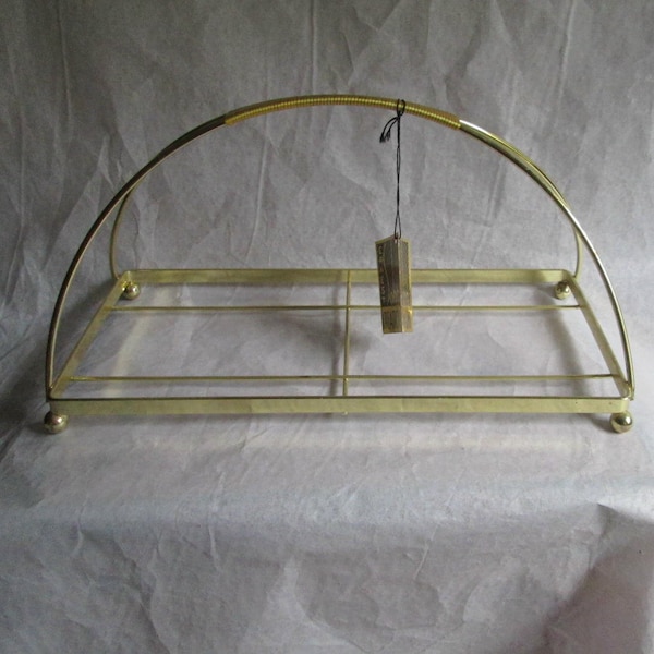 Vintage Mid Century Arched Brass Tray by Ernest Sohn with hang tag