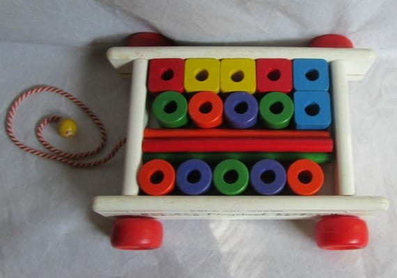 Vintage Playskool Col-O-Rol Wagon with Box Excellent