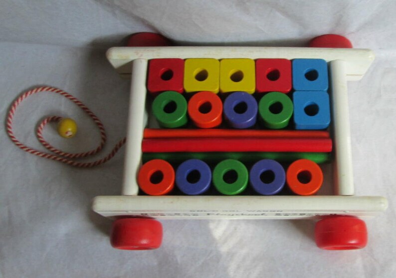 Vintage Playskool Col-O-Rol Wagon with Box Excellent