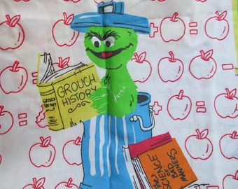 Vintage Sesame Street Twin Flat Sheet with Apples School
