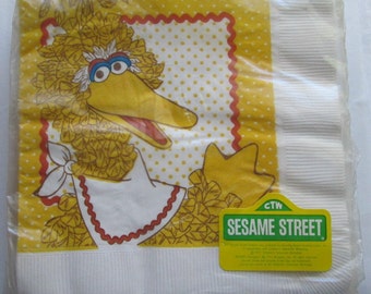 Package of Vintage Sesame Street Big Bird Luncheon Napkins 1977
