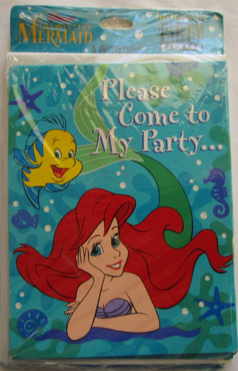 Vintage Disney's Little Mermaid Ariel Birthday Party Invitations image 2