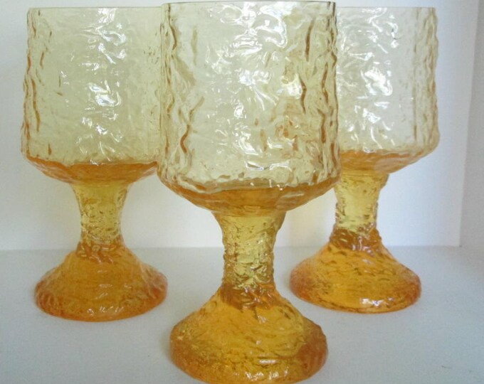 3 Lenox Impromptu Yellow Glass Footed Wine Goblets Etsy