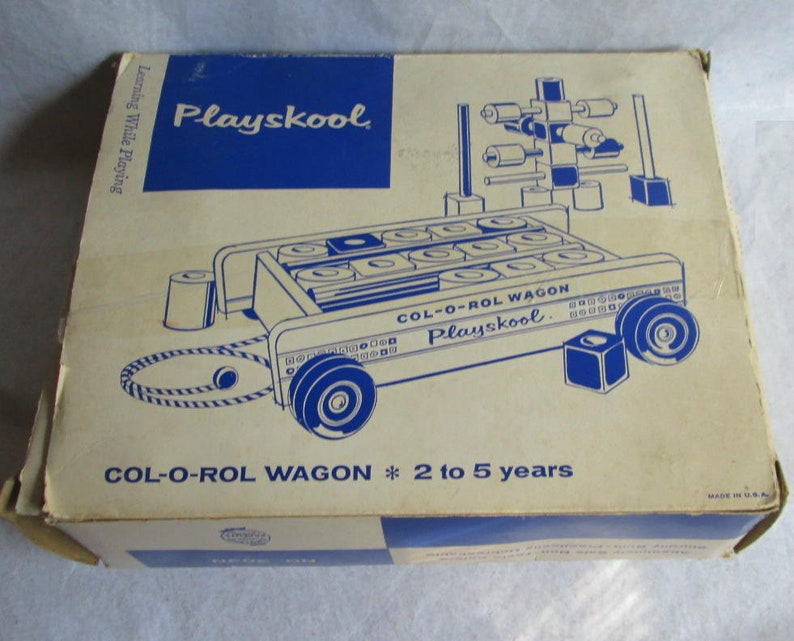 Vintage Playskool Col-O-Rol Wagon with Box Excellent