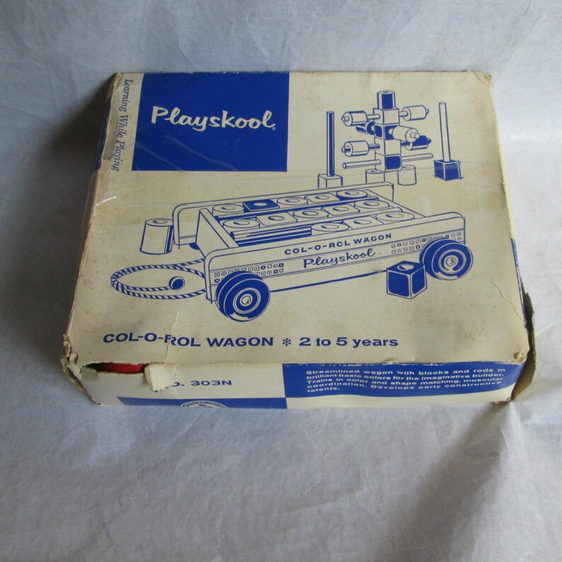 Vintage Playskool Col-O-Rol Wagon with Box Excellent