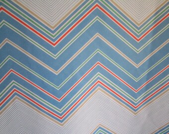 Vintage Polyester Knit Fabric Chevron Print for Maxi Dresses 4 yards Blue White