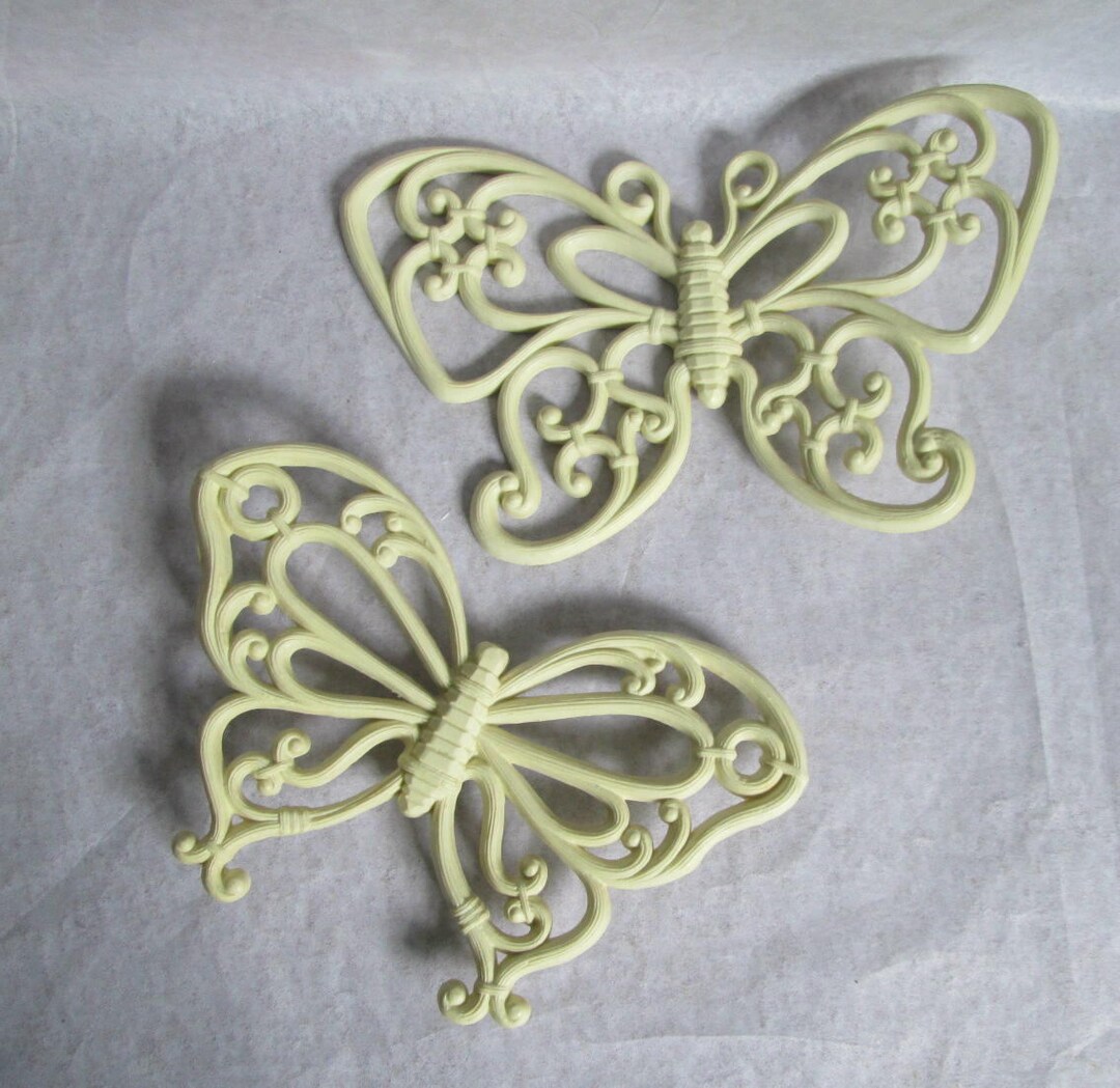 Vintage Wall Decor Rattan Butterfly Pair Butterflies Set of 2 Etsy UK