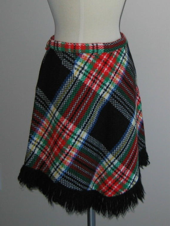 Fun Vintage Poncho and Skirt Set Bold Plaid - image 4