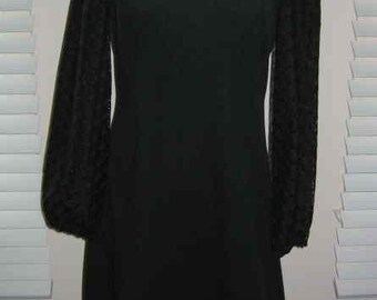 Great Black Mod Dress with Sheer Long Sleeves