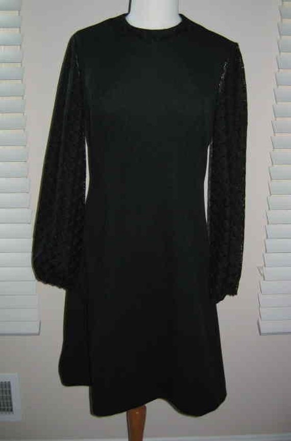 Great Black Mod Dress with Sheer Long Sleeves