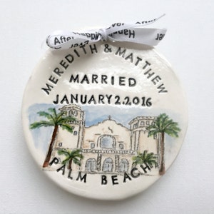 Custom wedding gift married ornament personalized gift for couple handmade by Cathie Carlson