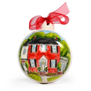 Personalized house portrait Christmas ornament, housewarming gift by Cathie Carlson