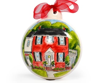 Personalized house portrait Christmas ornament, housewarming gift by Cathie Carlson