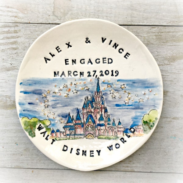Engagement gifts for couple, unique personalized, custom ring dish handmade pottery by Cathie Carlson
