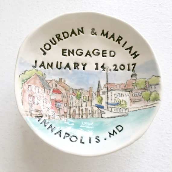 Engagement gift for couple custom ring dish ring holder unique personalized handmade Cathie Carlson