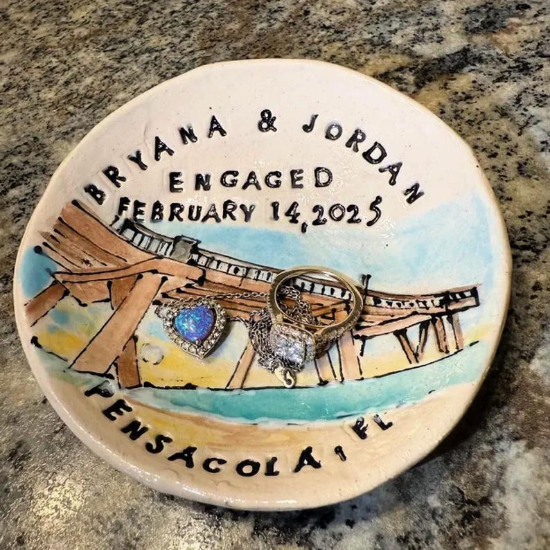 Engagement gift for couple custom ring dish ring holder unique personalized handmade Cathie Carlson afbeelding 5