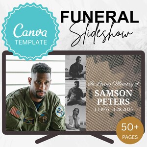 Veteran Editable Funeral Slideshow Military Template With Music Memorial Tribute– Soldier Canva Unlimited Slide Obituary for Loss of Husband