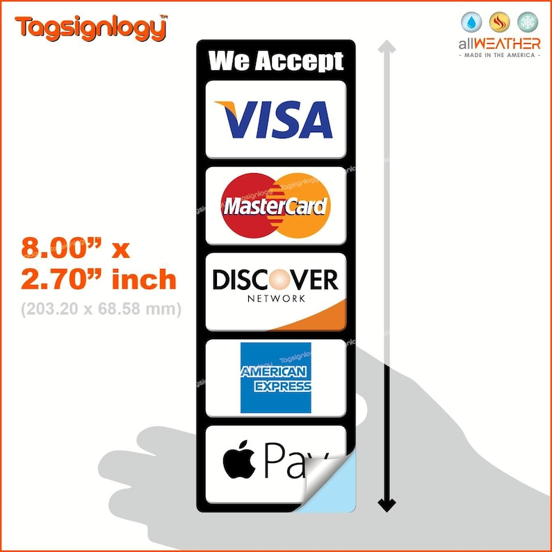 We Accept Credit Card Mobile Payment Sign Waterproof Sticker ...