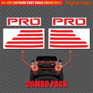 PRO Prime Series UV Weatherproof Vinyl Decals Compatible for Toyota Tacoma (2024 & Newer) Front Air Intake Both Side Grill Rib (Combo Pack)