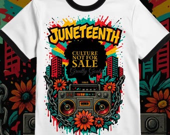 Juneteenth Culture Not For Sale PNG | Afro Graffiti Boombox Art | Black History Sublimation Download
