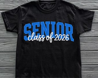 Senior 2026 PNG | Blue and White Embroidery Style | Class of 2026 Shirt Design | Digital Download | Transparent Background