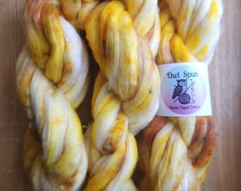 Hand Dyed COTTON Sliver Roving Easy to Spin Cotton /  Colorway - Osmanthus Oolong