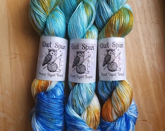 Tencel Plant Based Vegan Hand Dyed Yarn  5/2 Light Fingering Weight / 100g 3.5oz Skein / Colorway: SuSu