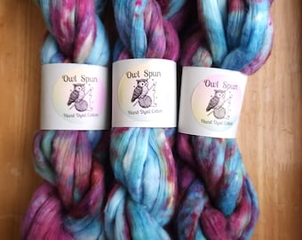 Hand Dyed COTTON Sliver Roving Easy to Spin Cotton /  Colorway - Purple Moon