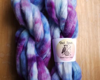 Hand Dyed COTTON Sliver Roving Easy to Spin Cotton /  Colorway - One of a Kind 023