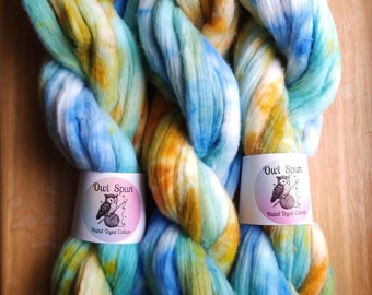 Hand Dyed COTTON Sliver Roving Easy to Spin Cotton /  Colorway - SuSu