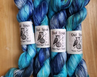 Tencel Plant Based Vegan Hand Dyed Yarn 5/2 or 10/2 - 100g 3.5oz Skein / Colorway: Taitan Jin Blue
