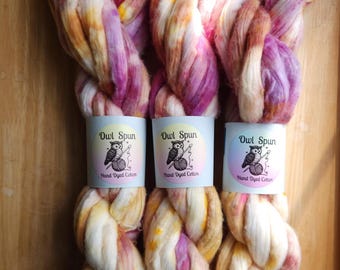 Hand Dyed COTTON Sliver Roving Easy to Spin Cotton /  Colorway - Fangfeng Bei