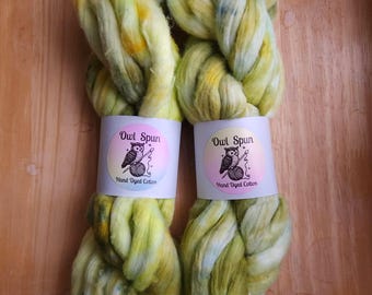 Hand Dyed COTTON Sliver Roving Easy to Spin Cotton /  Colorway - Fangs of Fortune