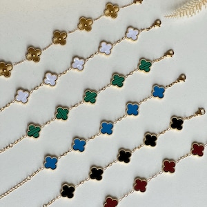 Armband klavertje vier | Lucky Charm-armband| 18K vergulde 13 mm dubbelzijdig klavertje