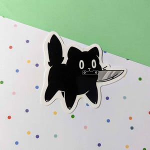 Schwarze Katze Messer Sticker