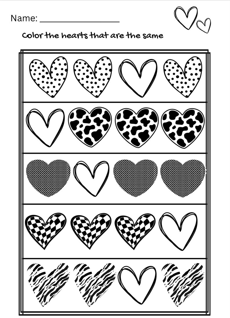 Valentine’s Day Worksheet or Craft! Coloring Hearts! Cute and Easy ...