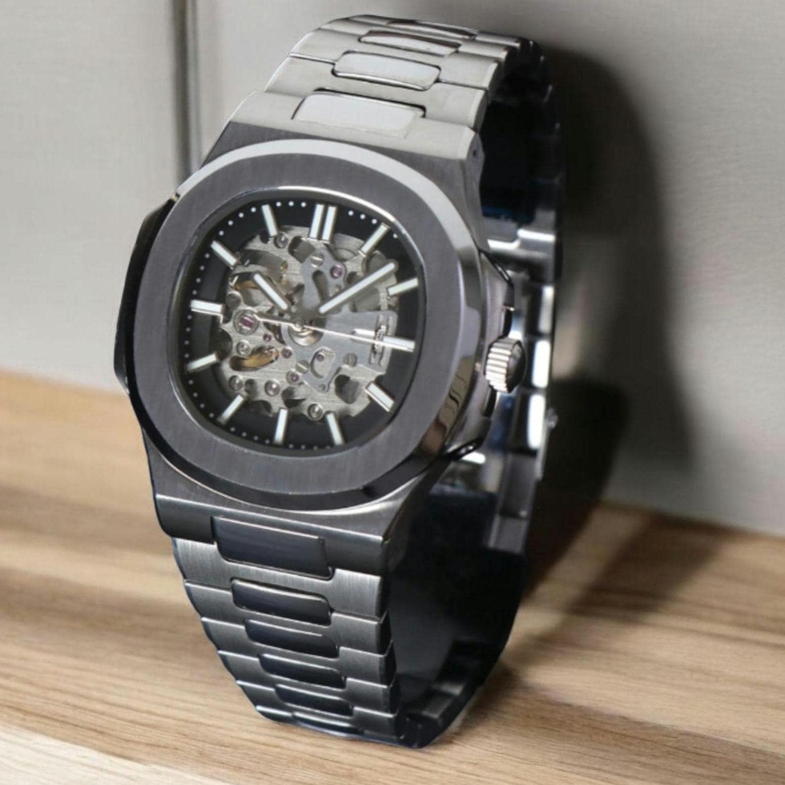 Custom Modded Automatic Nh70 Movement Skeleton Watch Men's