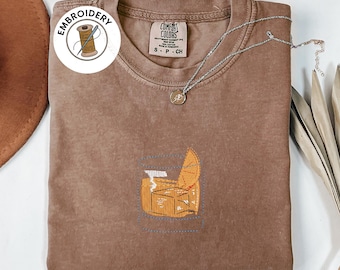 Comfort Colors Shirt, Embroidered Whiskey Shirt, Whiskey Drinker Gift Shirt, Retro Bar Themed Shirt, Shirt for Bartender, Whiskey Sour
