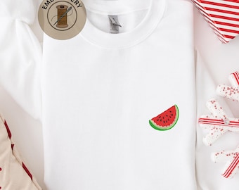 Geborduurd sweatshirt, watermeloen hoodie, esthetische sweater, fruit hoodie, boho hoodie, fruit lover hoodie, leuk cadeau hoodie voor vriend
