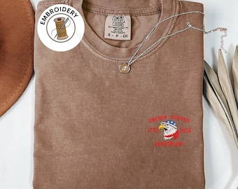 Comfort Colors Shirt, Embroidered Celebrate 250th Anniversary Shirt, Usa 250 Years Shirt, Patriotic USA Shirt, 4th of July T-Shirt