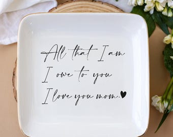 Trinket Dish for Mom, Jewelry Tray, Ring Holder, Ceramic Ring Dish, Custom Text Mom Gift, Sentimental Gift, Colorful Prints, Unique Gift